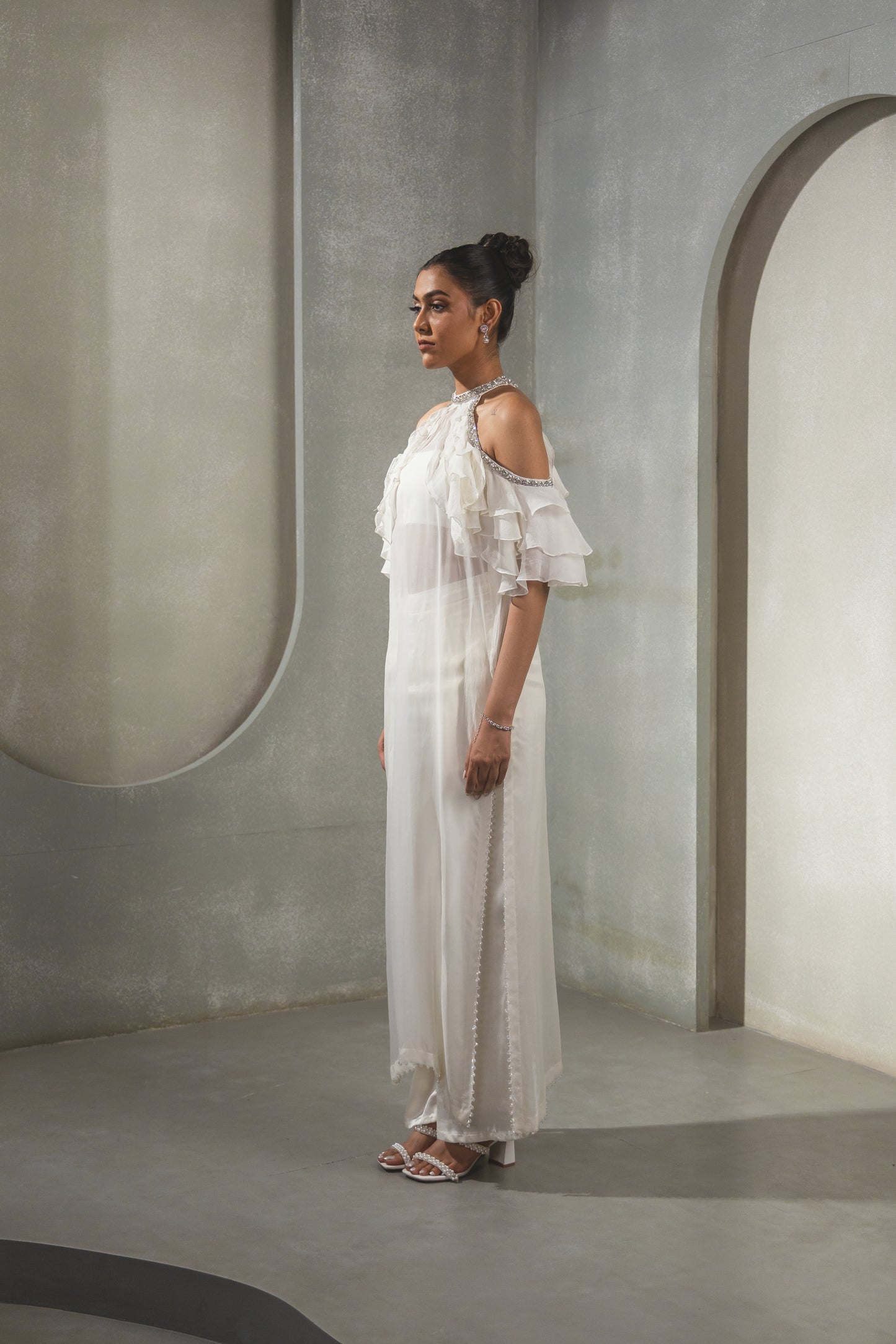 Ivory Ruffle Suit