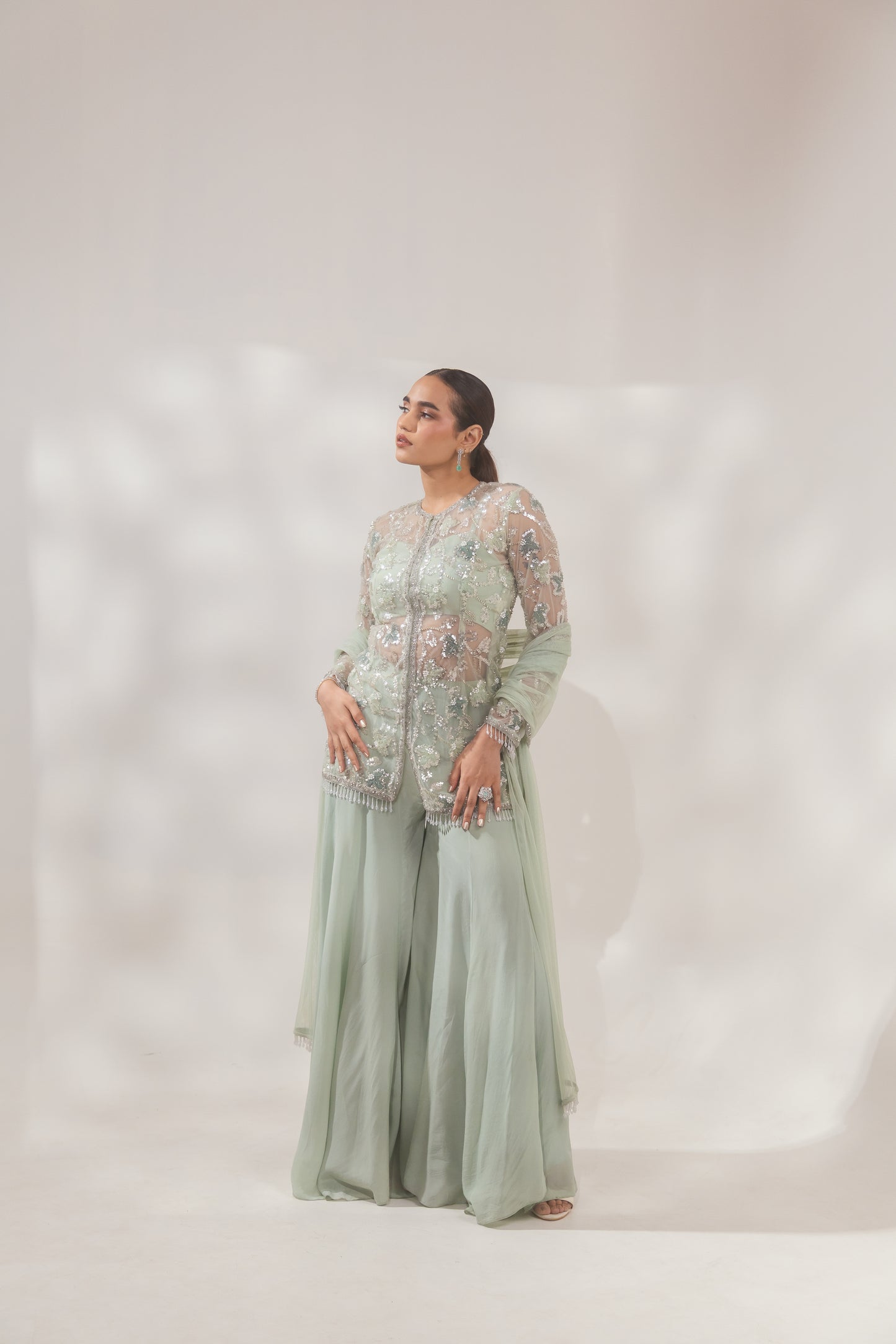 Floral Green Sharara