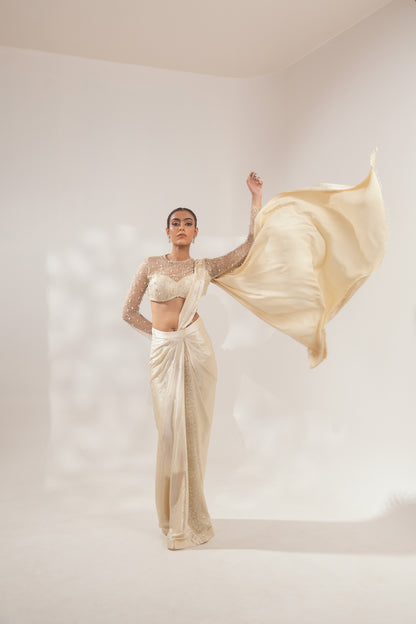 Full Sleeves Pearl Gold Heavy Plated Saree