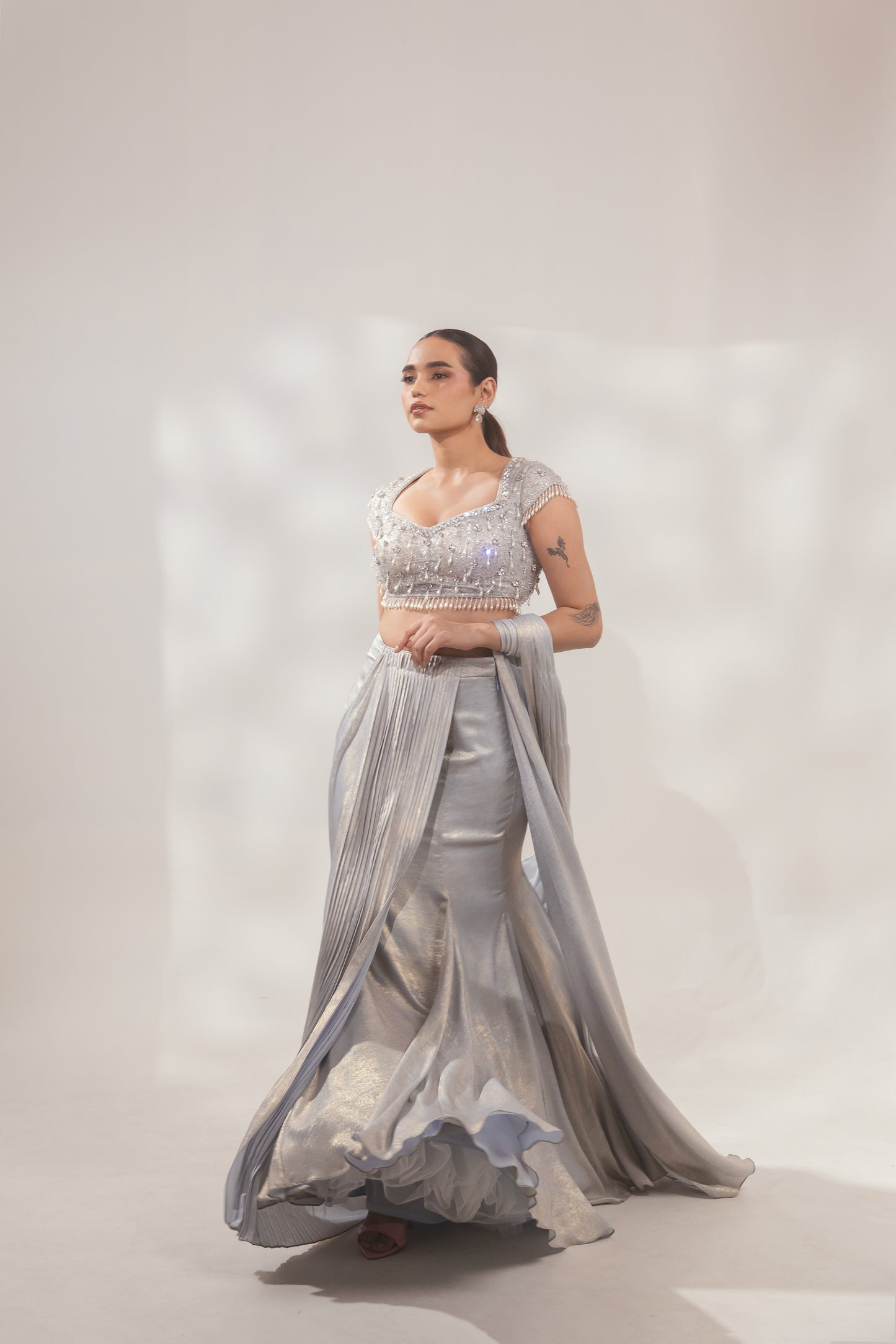 Metallic Blue Pearl Saree