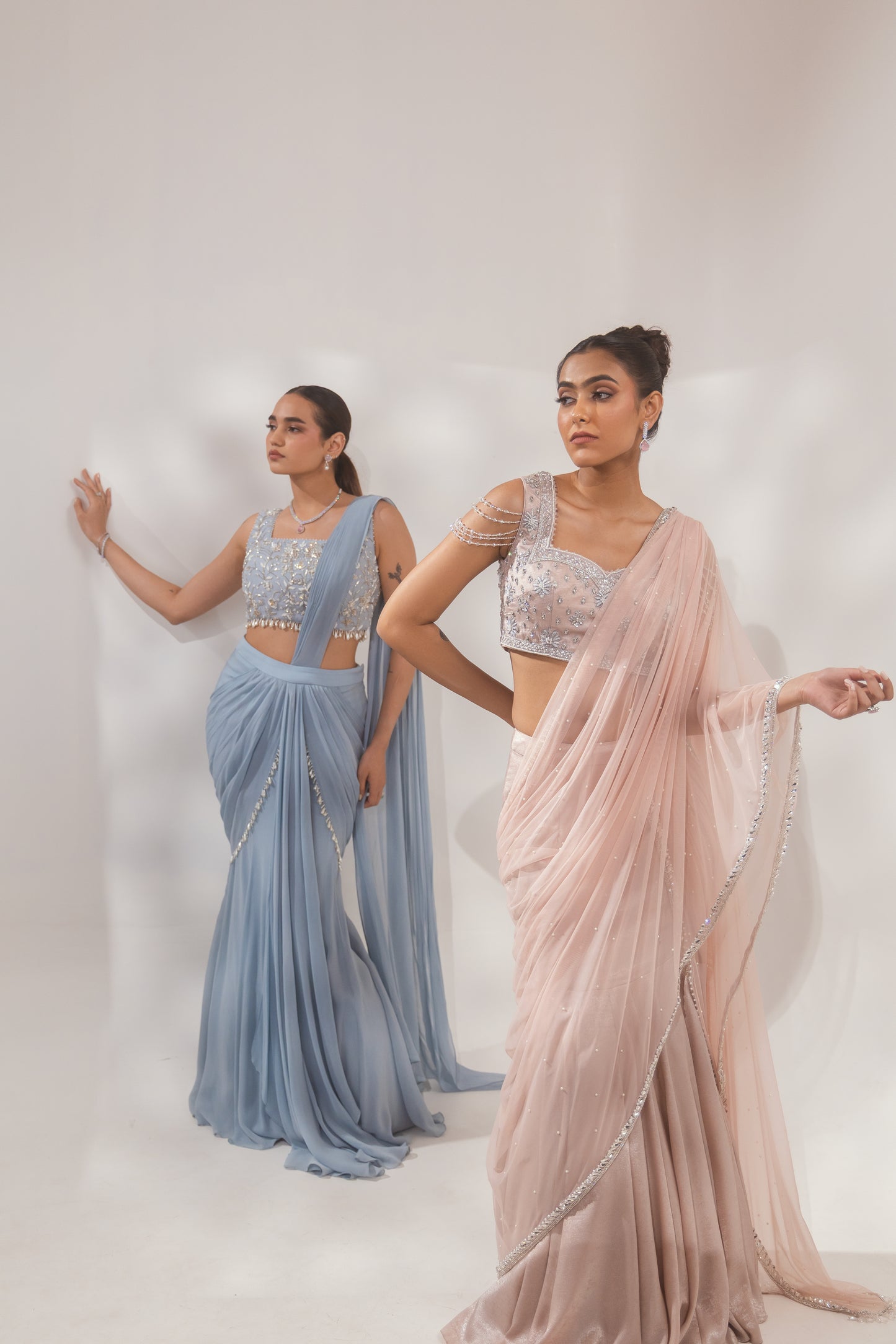 Metallic Pink Zardosi Saree
