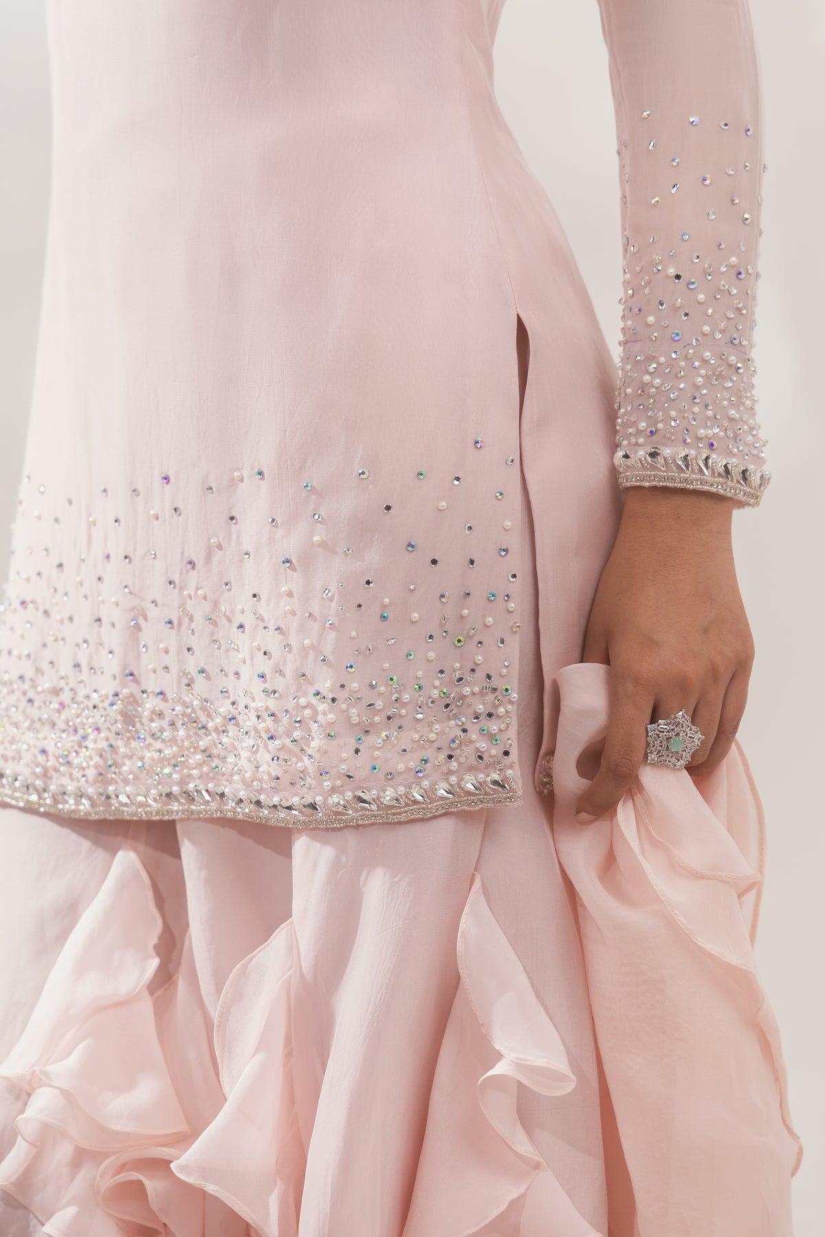 Peach Multi Color Ruffle Sharara