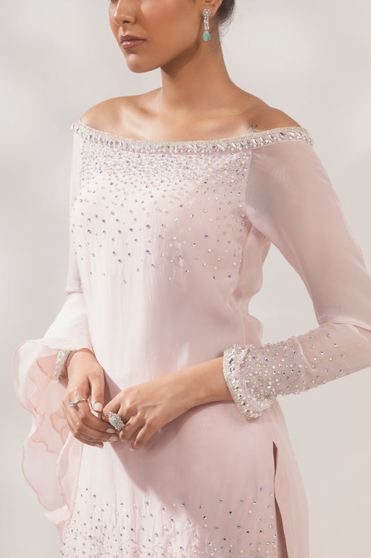 Peach Multi Color Ruffle Sharara