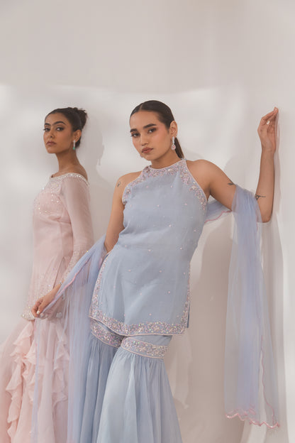 Blue Halter Sharara