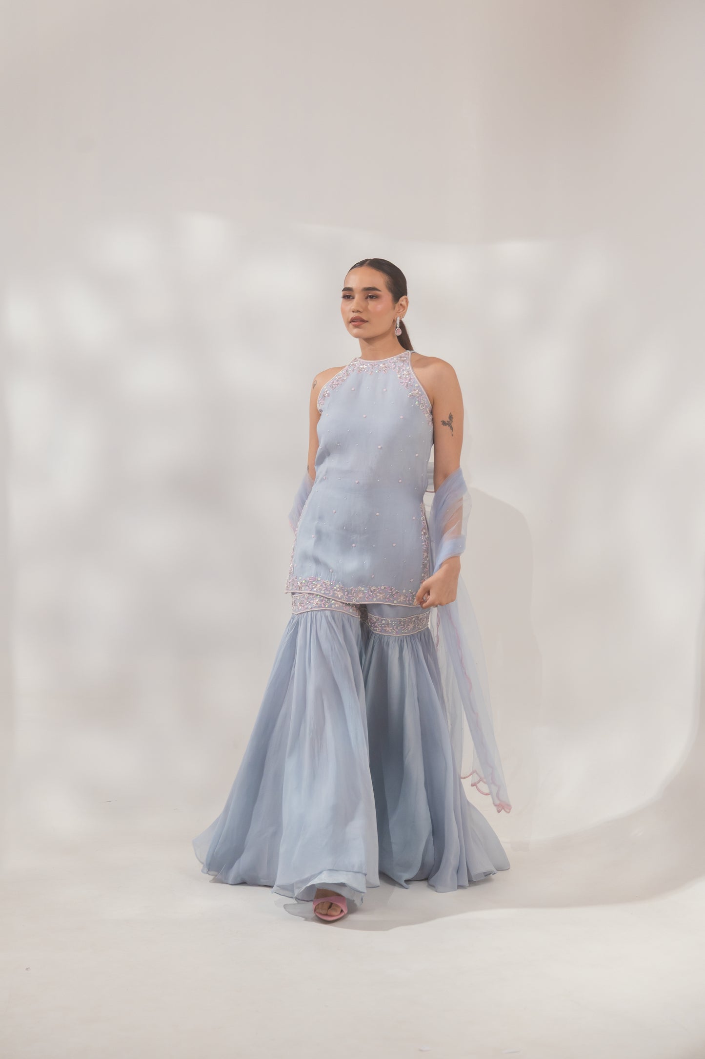Blue Halter Sharara