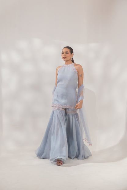 Blue Halter Sharara