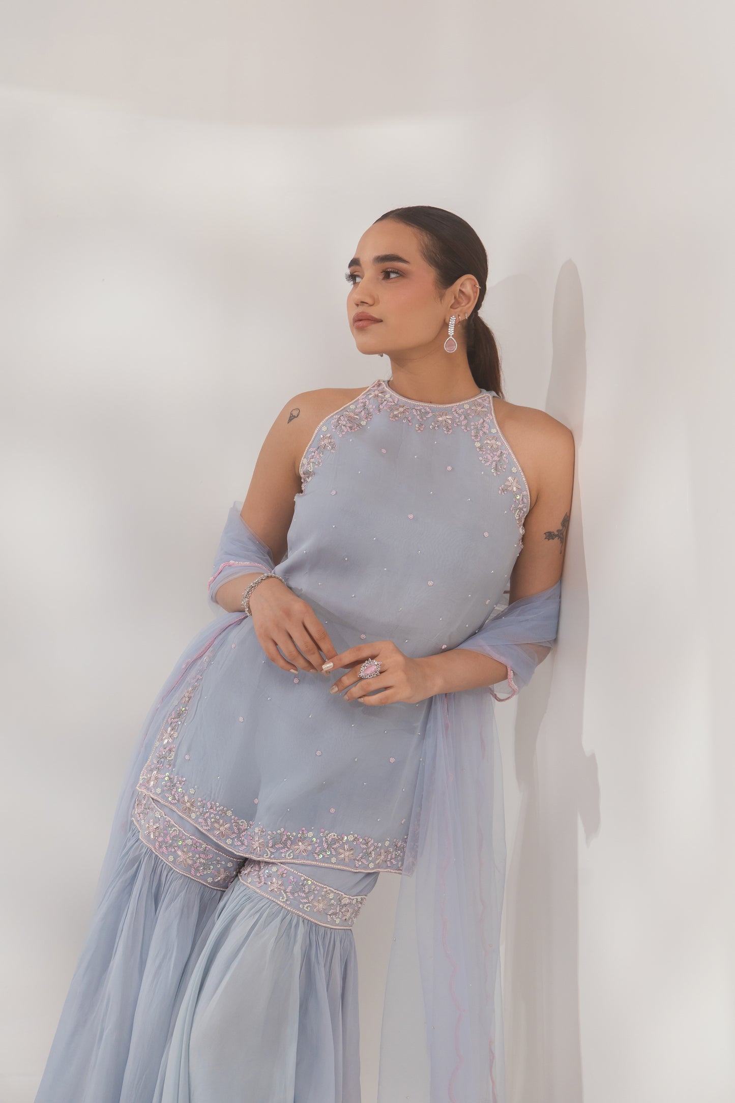 Blue Halter Sharara
