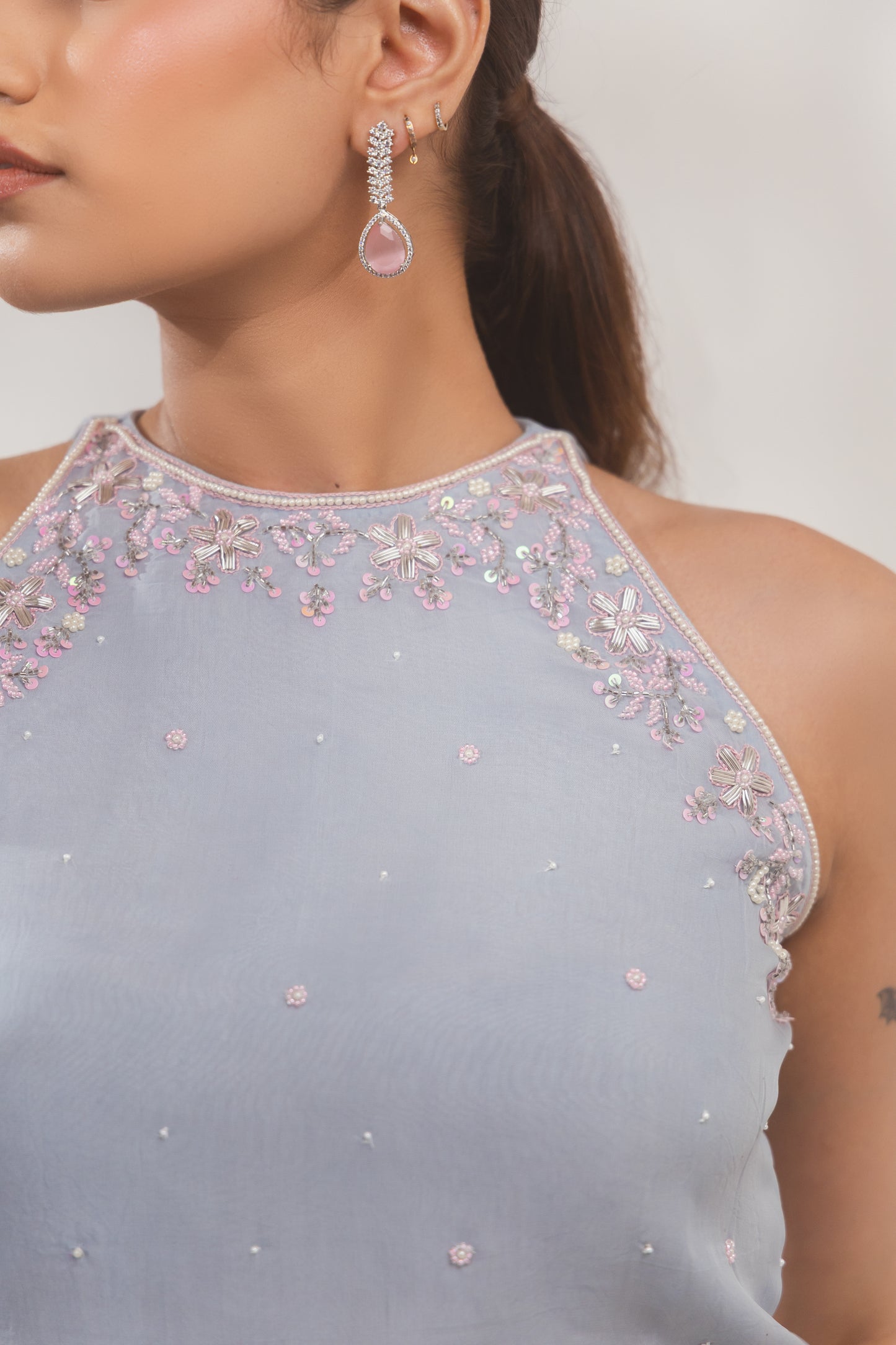 Blue Halter Sharara