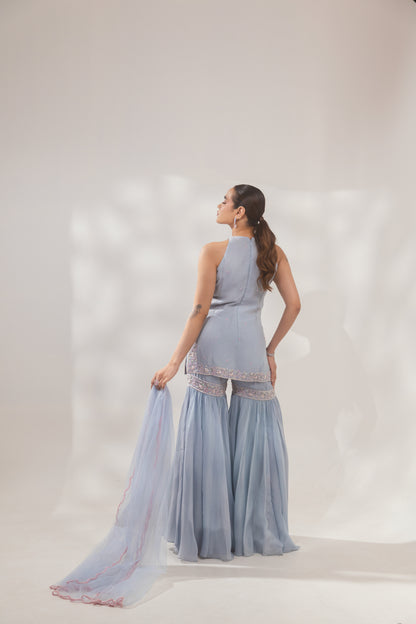 Blue Halter Sharara