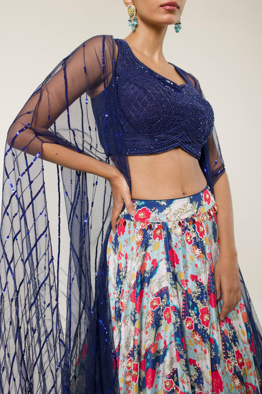 DAHLIA PRINTED LEHENGA SET