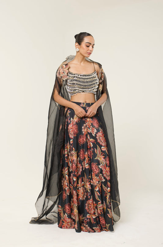MIRELLE PRINTED SHARARA CAPE SET