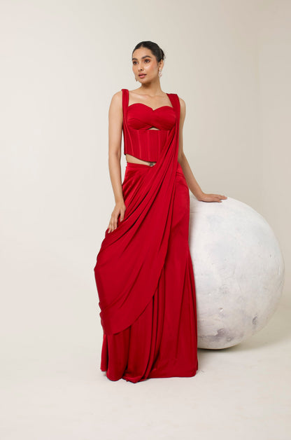 RAKT GUL CORSET SAREE