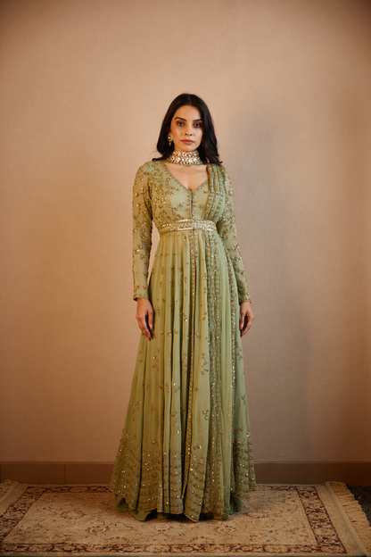 GREEN DORI WORK FRONT OPEN JACKET SET