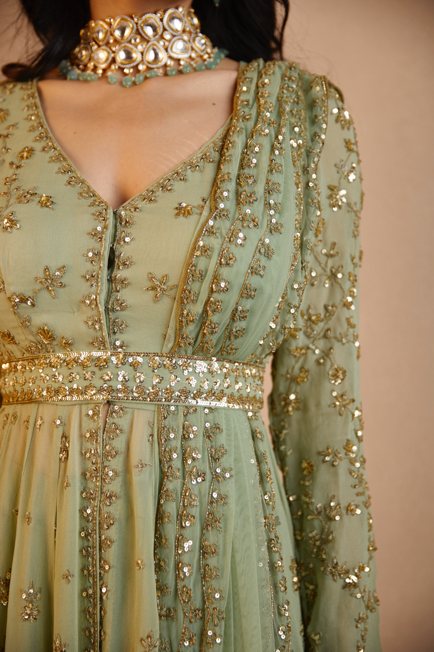 GREEN DORI WORK FRONT OPEN JACKET SET