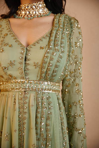 GREEN DORI WORK FRONT OPEN JACKET SET