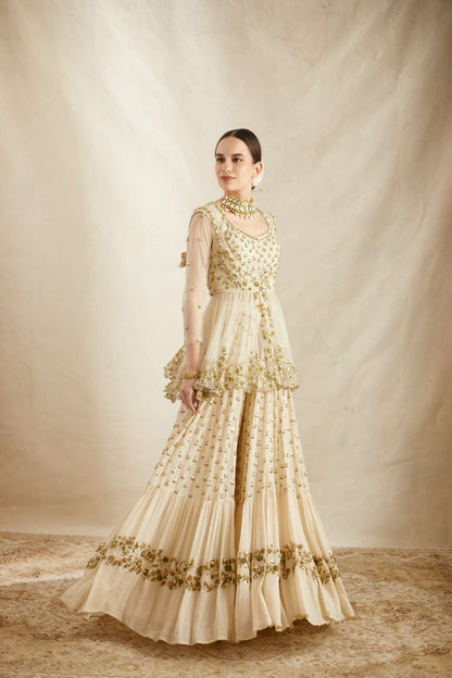 Off White Boot Peplum With Sharara