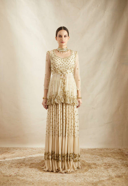 Off White Boot Peplum With Sharara
