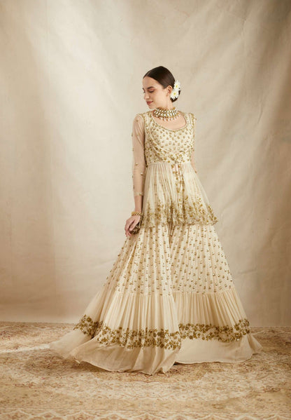 Off White Boot Peplum With Sharara