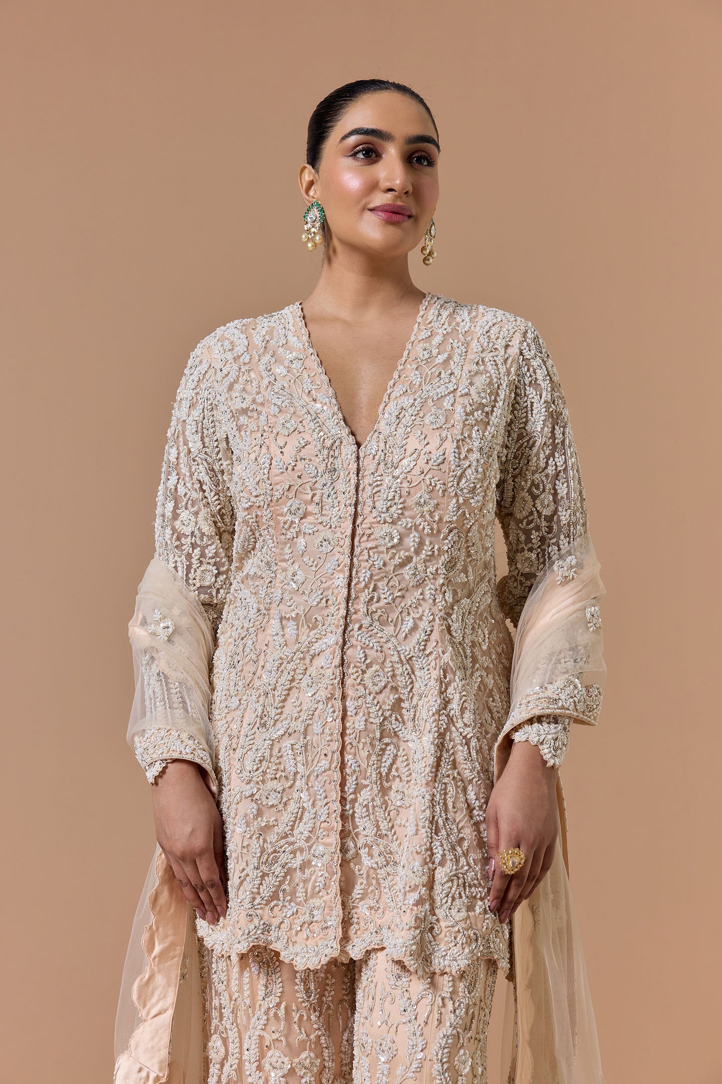Blush Pink Dori Embroidery Sharara Set