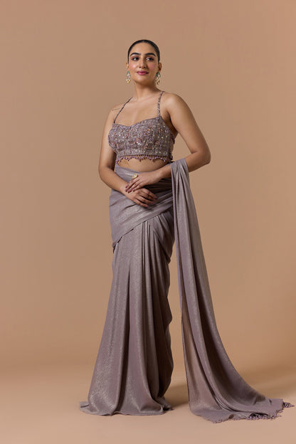 Mocca Crush Shimmer Saree Set