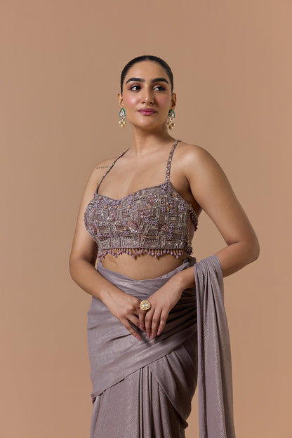 Mocca Crush Shimmer Saree Set