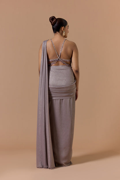 Mocca Crush Shimmer Saree Set