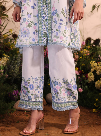 Niamh Lawn Printed White Co-ord Set