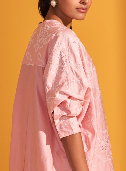 Eldon Pima Satin Pink Kurta Set