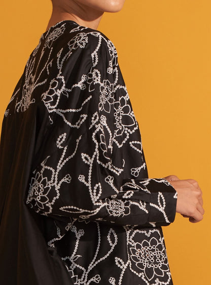 Eldon Pima Satin Black Kurta Set