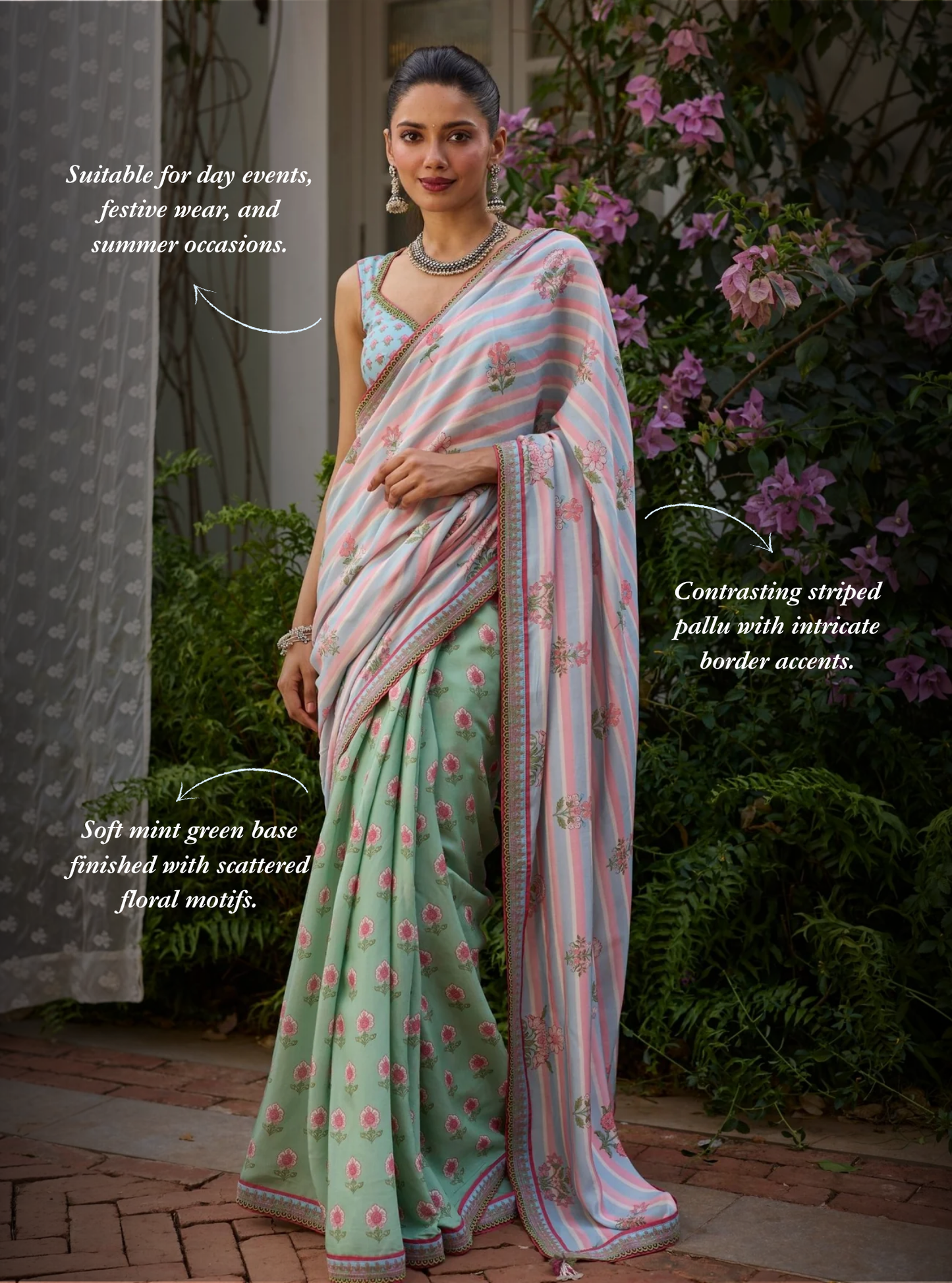 Rava Lawn Printed Green Saree