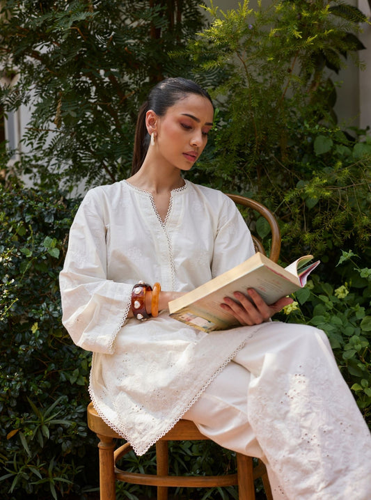 Kalani Supima Cotton Off White Co-ord Set