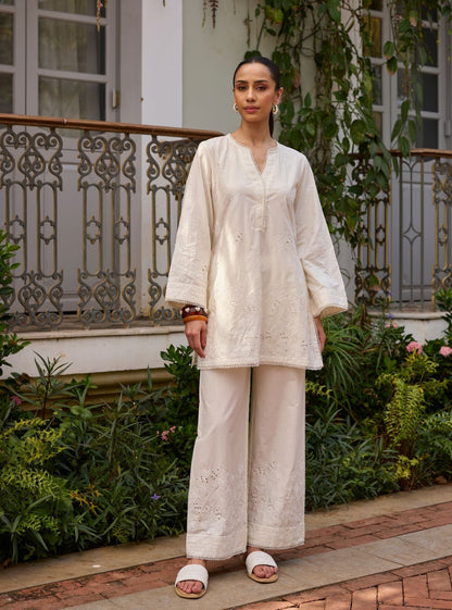 Kalani Supima Cotton Off White Co-ord Set