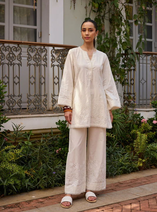 Kalani Supima Cotton Off White Co-ord Set