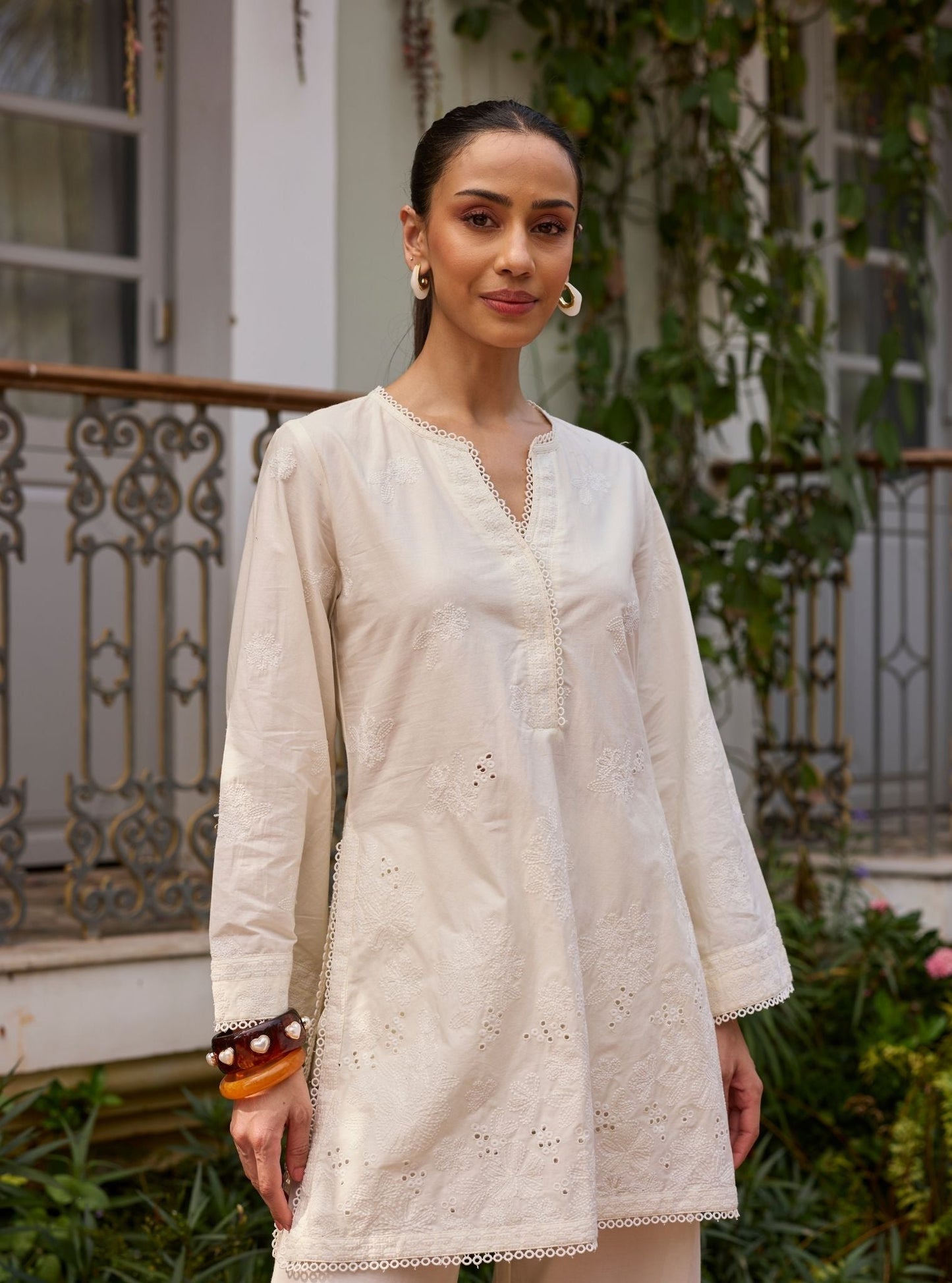 Kalani Supima Cotton Off White Co-ord Set