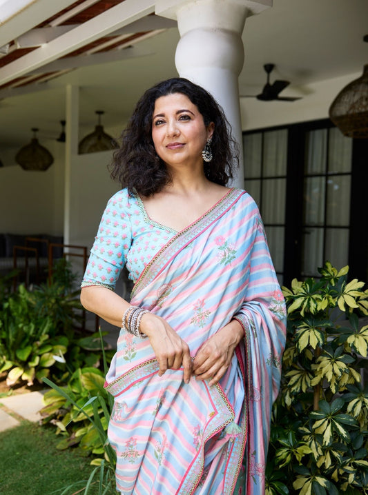 Rava Lawn Printed Green Saree