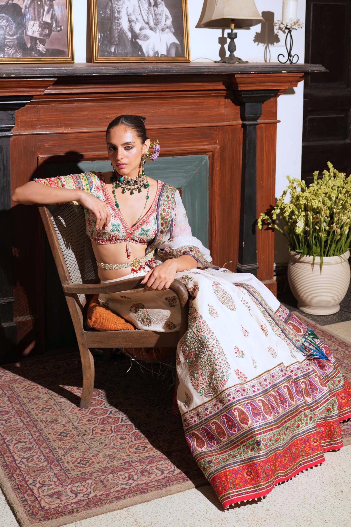 Ivory paisley lehenga set
