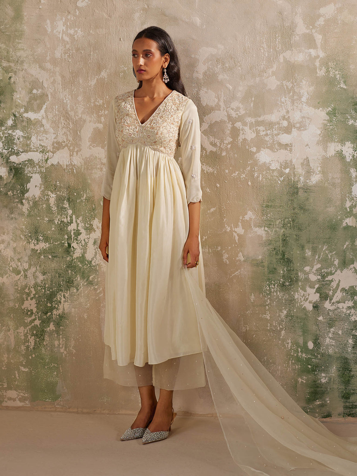 Oasis Cream Silk Kurta Set