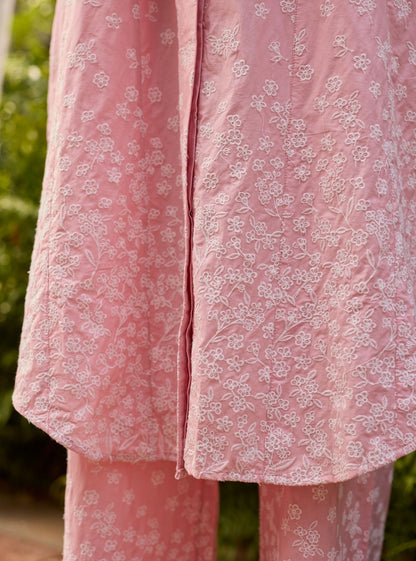 Sahana Supima Cotton Pink Long Shirt Co-ord Set