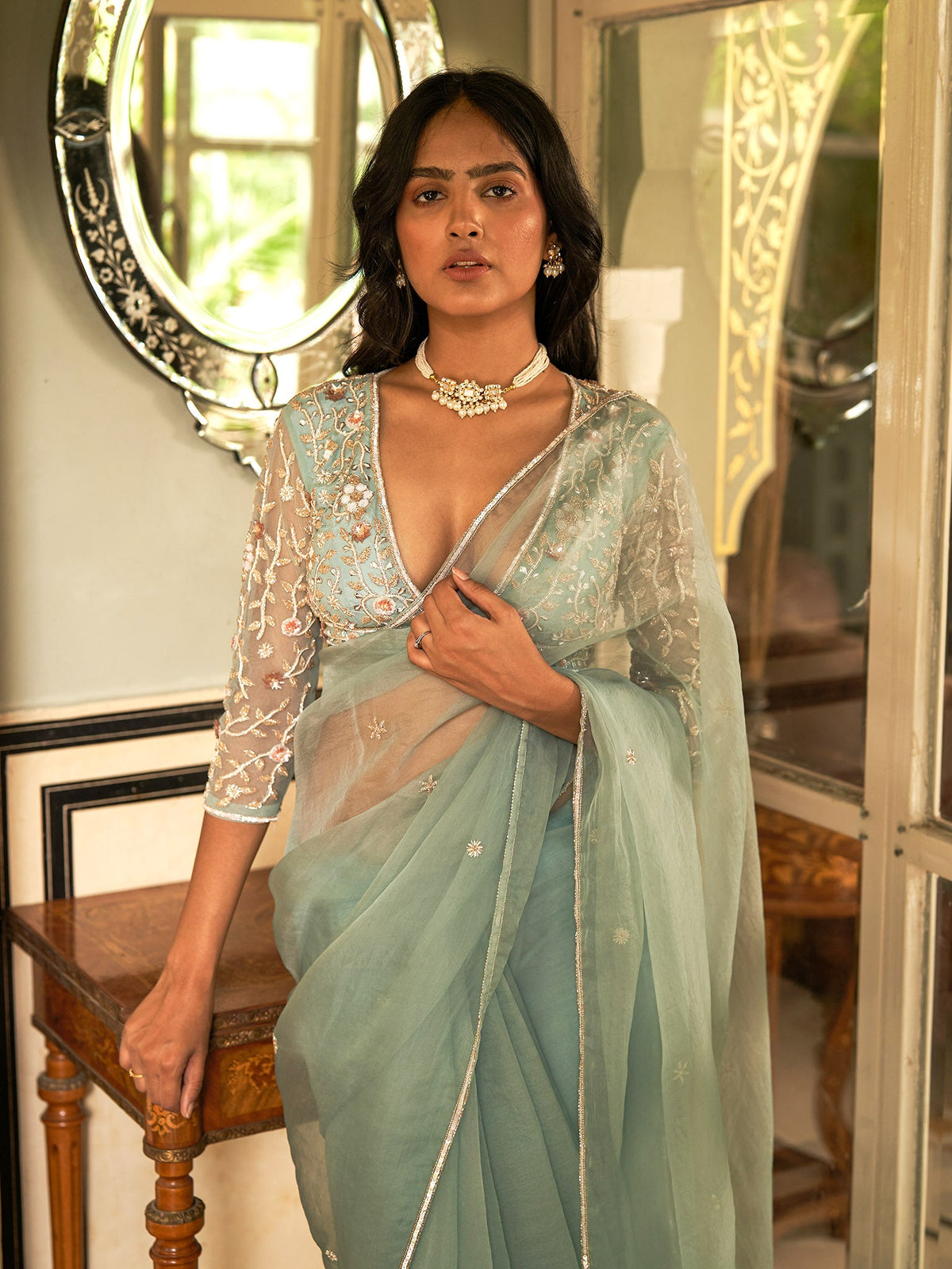 Selene Silk Organza Saree Set