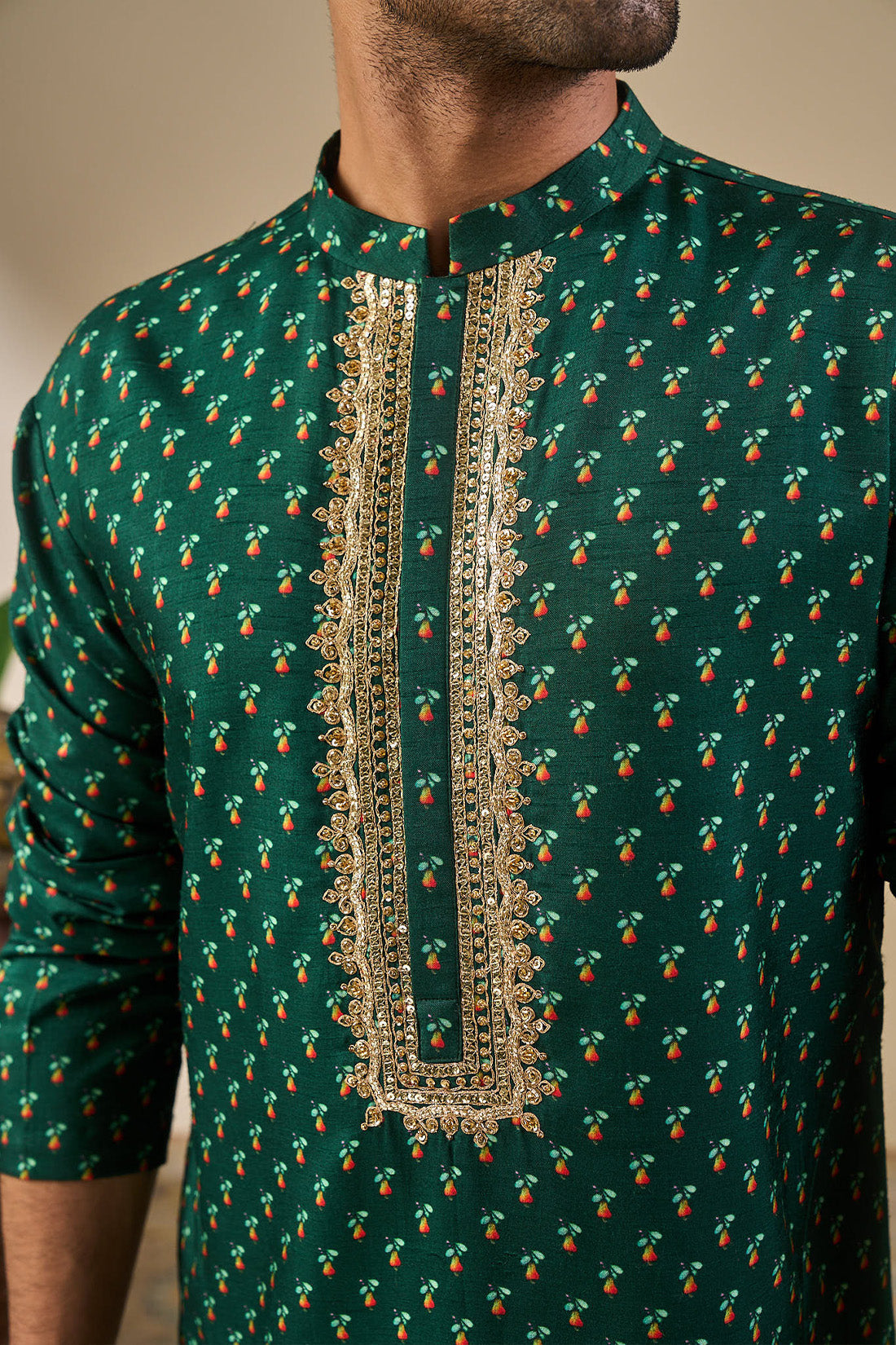 Green Kaju Ka Phool Kurta