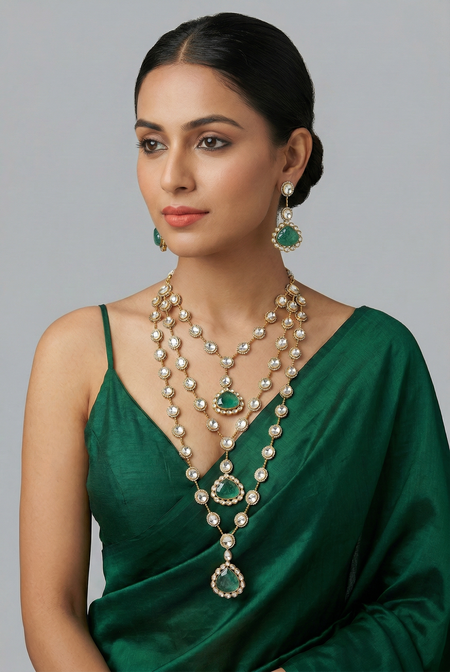 Rivisha Two Tone Green Polki Long Set