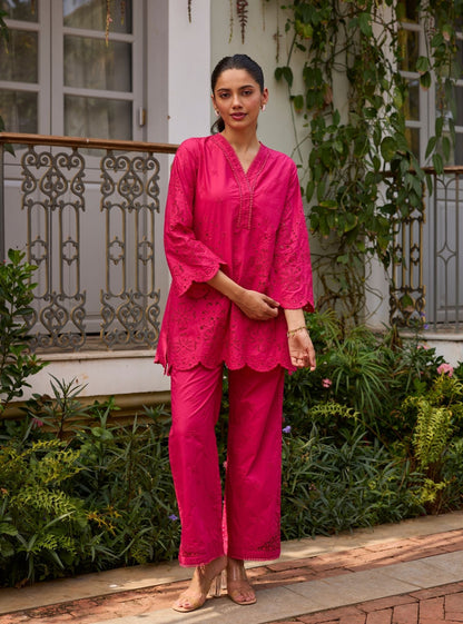 Ishara Supima Cotton Fuschia Top Set