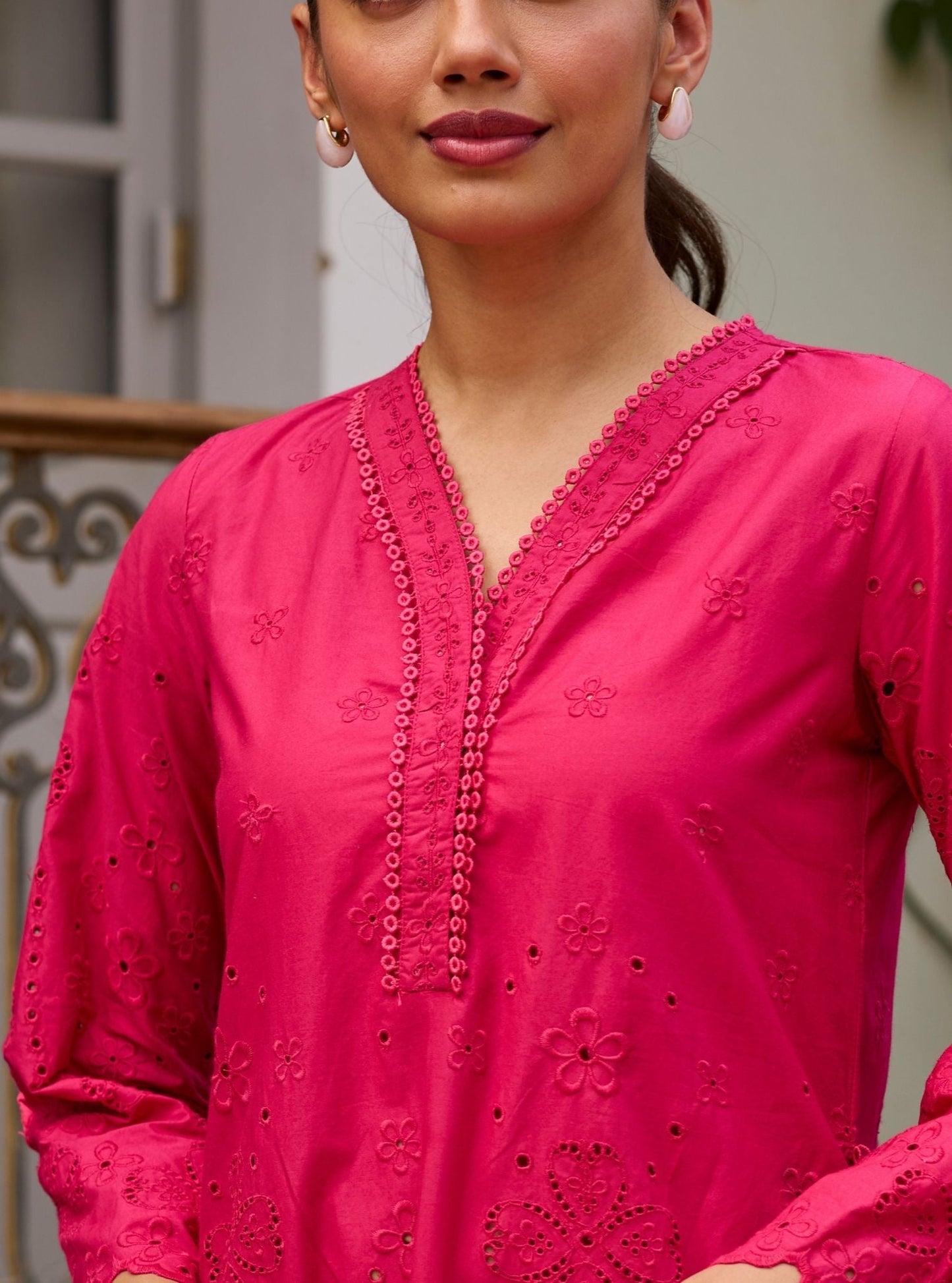 Ishara Supima Cotton Fuschia Top Set