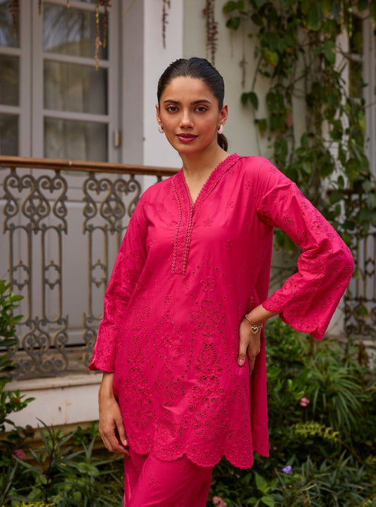 Ishara Supima Cotton Fuschia Top Set