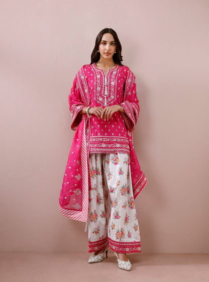 Sivi Supima Cotton Fuchsia Kurta with Farshi Salwar