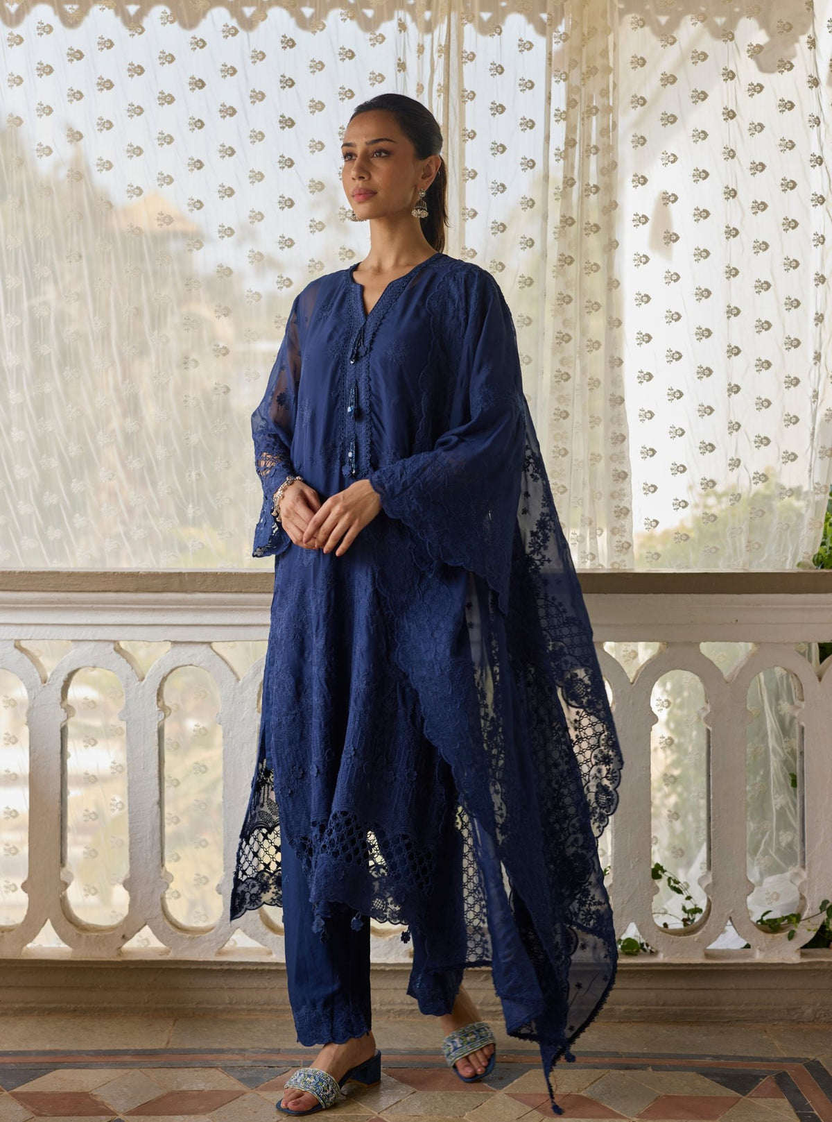 Ina Organza Blue Kurta Set