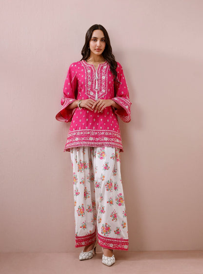 Sivi Supima Cotton Fuchsia Kurta with Farshi Salwar