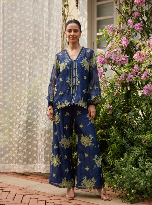 Suhaani Organza Navy Co-ord Set