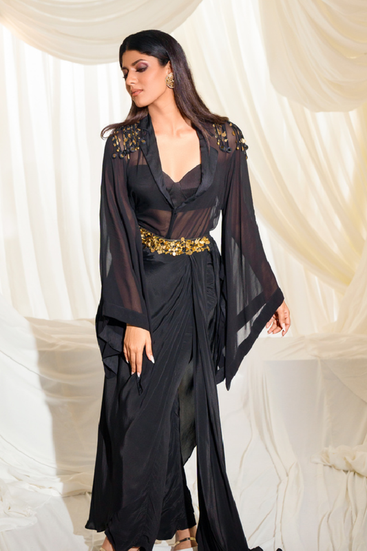 Son Bahar Drape Pant with Tassel Blazer Shirt