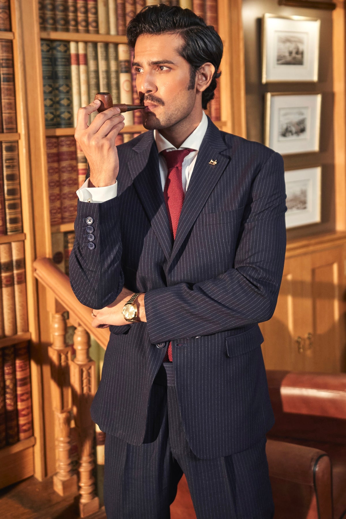Harbhajan Singh in Timeless Navy Pinstripe Suit
